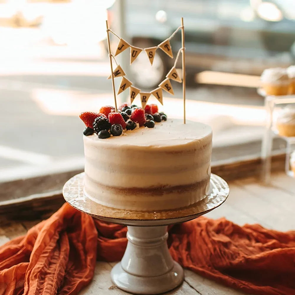 Rustic "Just Married" Wedding Cake Topper | Vintage Bunting