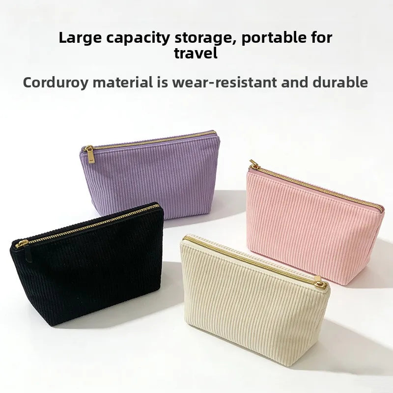 Large Corduroy Makeup Bag – Travel Cosmetic Organizer