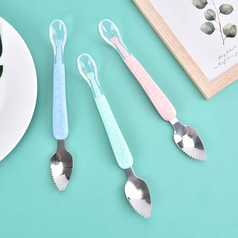 Double-Head Baby Feeding Spoon – BPA-Free Silicone & Steel