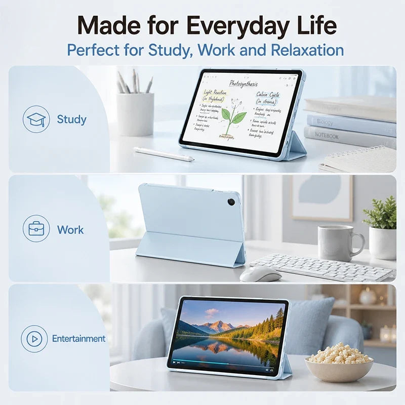 Galaxy Tab A9+ 11" Slim Tri-Fold Case – Kickstand & Auto Wake