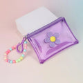 Flower Bead Chain Coin Purse – Clear PVC Zipper Mini Wallet