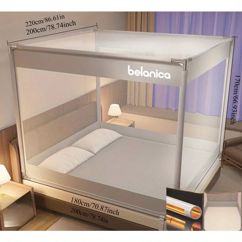 Yurt Mosquito Net for Bed – Anti-Drop Full-Bottom Canopy