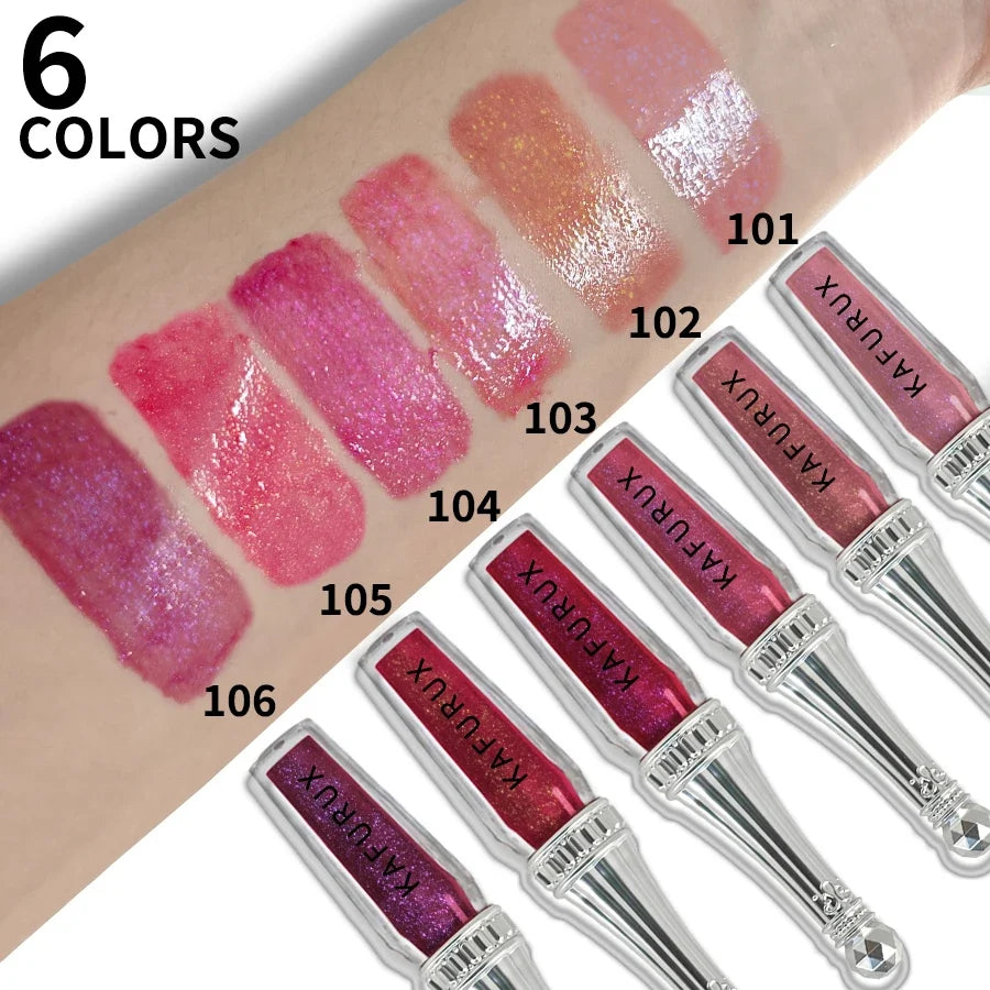 KAFURUX 6-Color Glitter Lip Gloss – Shimmer Pearlescent Set