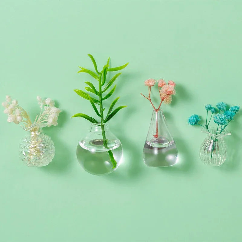 DIY Mini Glass Vase Fridge Magnet Porcelain Flower Plant Message