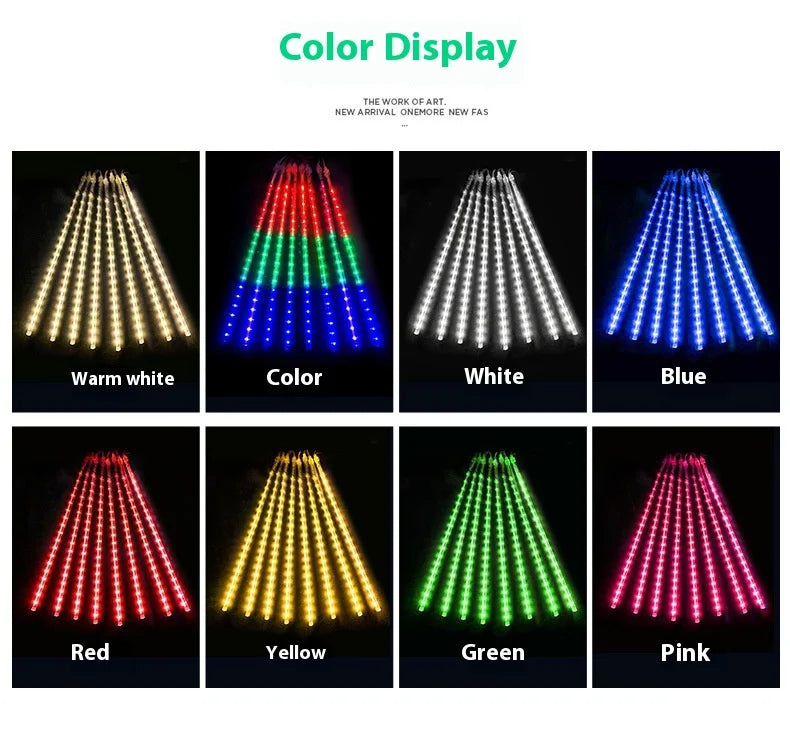 Led Solar Meteor Shower Light String Street Lamp Ambient Seven-color