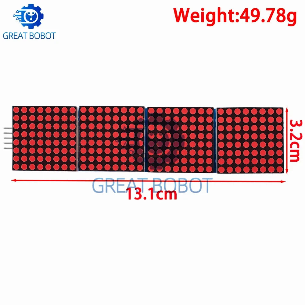 MAX7219 4-in-1 Dot Matrix Module for Arduino – 5P Cable