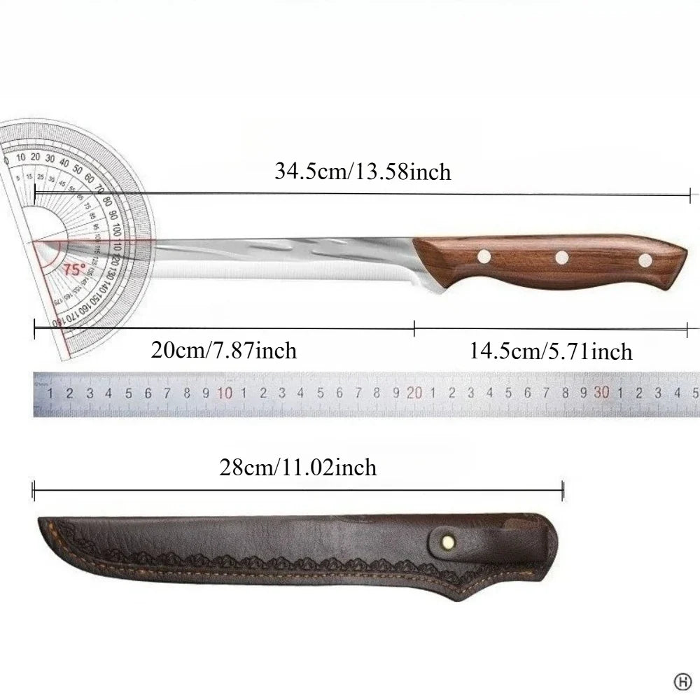 PLYS Hand Forged Ham & Watermelon Knife – Wood Handle