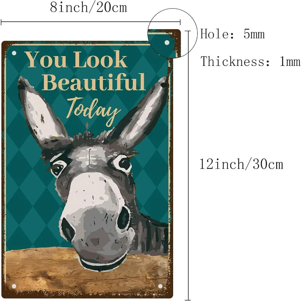 Donkey Vintage Tin Sign – Retro Wall Plaque for Home & Garage