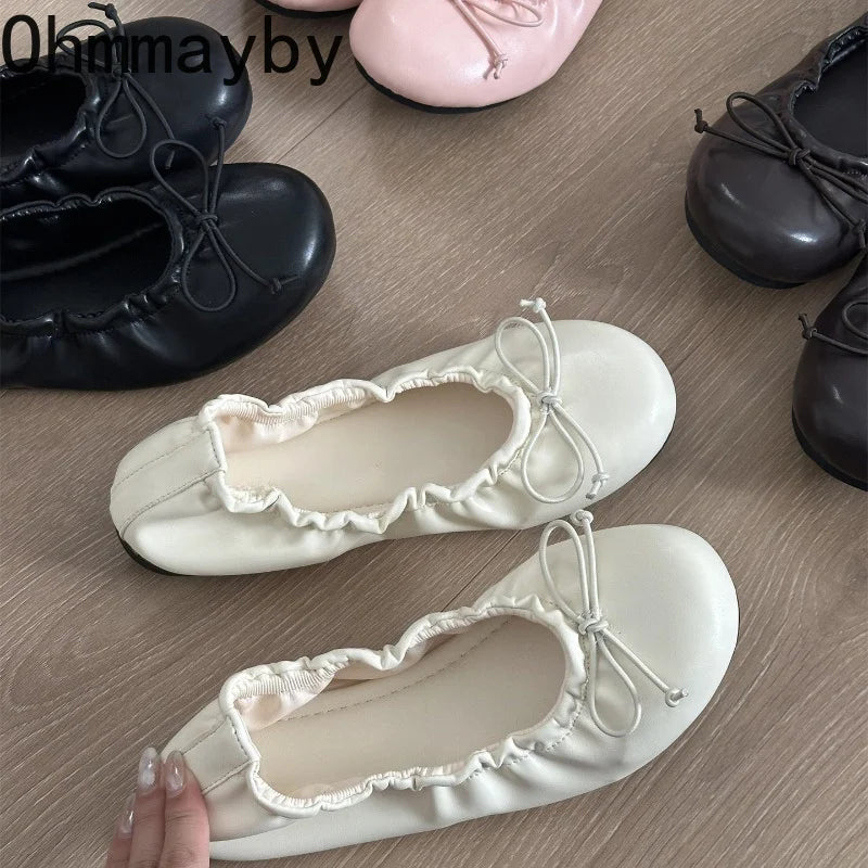 Women's Butterfly-Knot Mary Jane Ballet Flats | Slip-On
