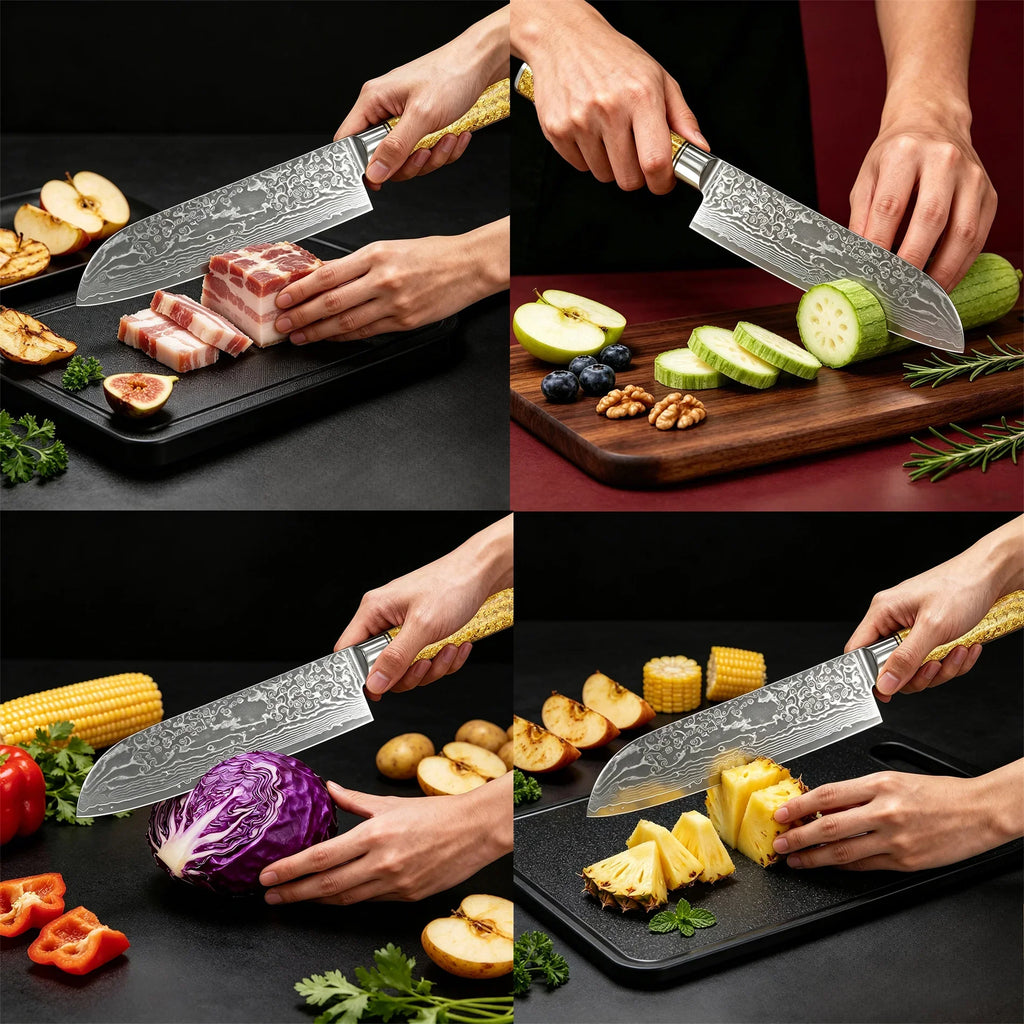 67-Layer Damascus Steel Santoku Knife | Sharp Chef Knife