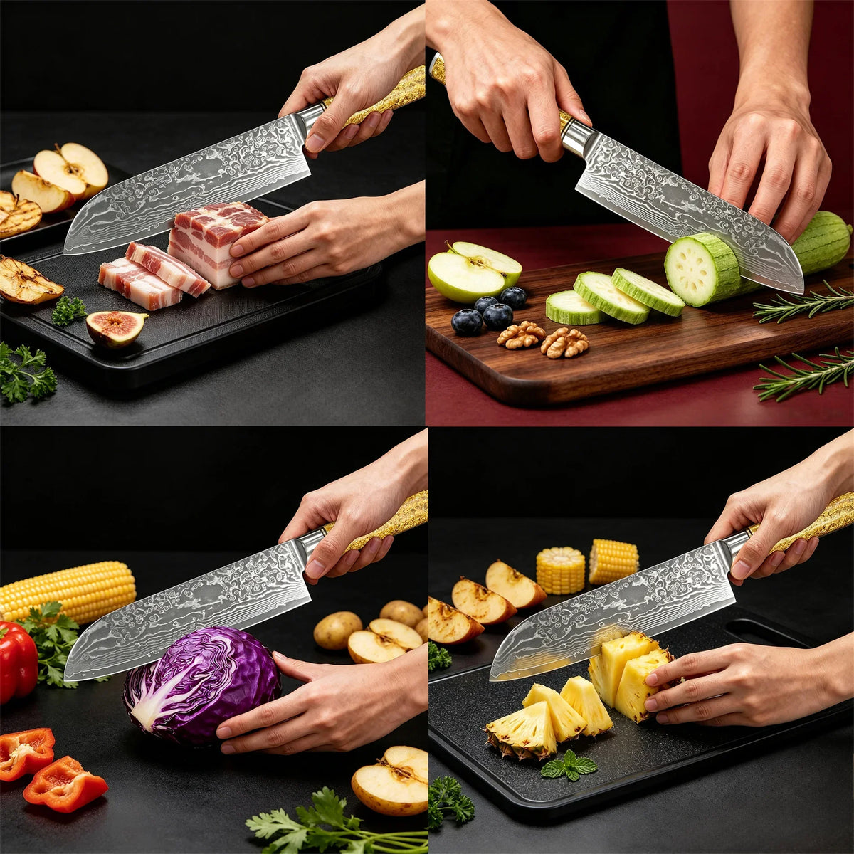 67-Layer Damascus Steel Santoku Knife | Sharp Chef Knife