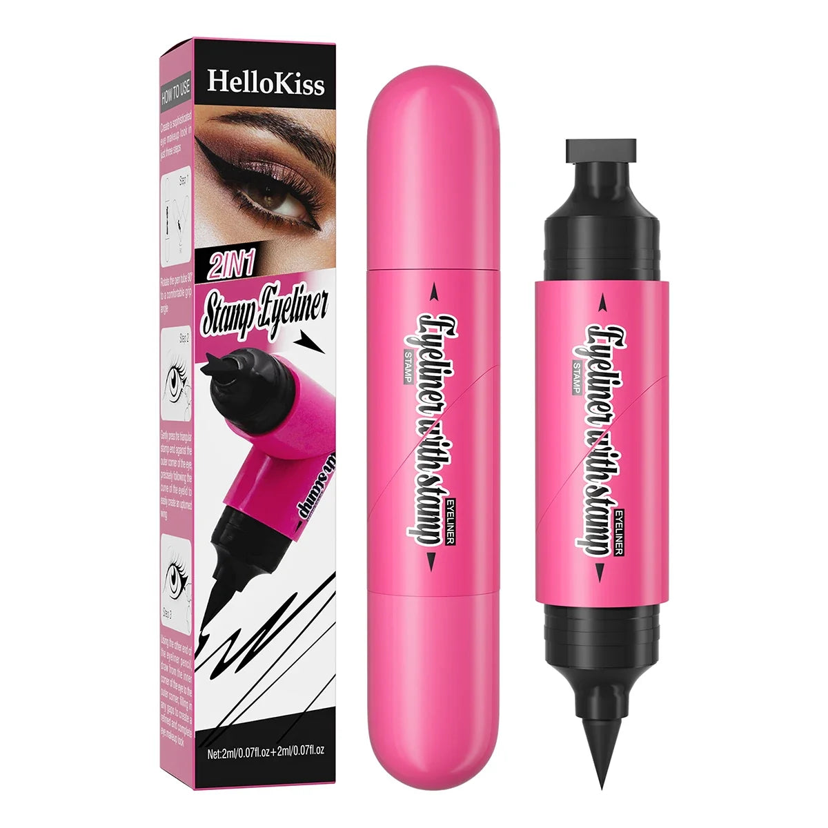 Hello Kiss 2-in-1 Winged Eyeliner Stamp Pen – Waterproof