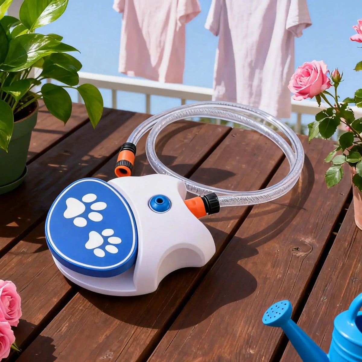Paw-Activated Outdoor Dog Water Fountain with Hose