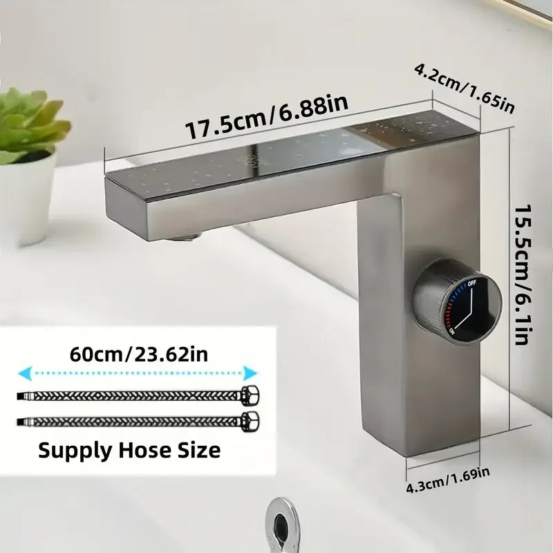 Modern Digital Display Faucet | Chrome Single-Hole Basin Tap