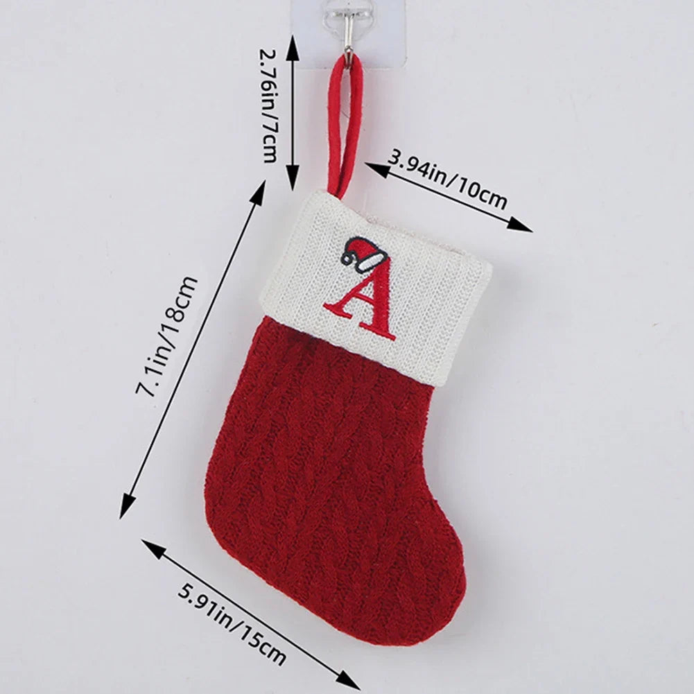 Personalized Knitted Christmas Stocking | Monogram Initial