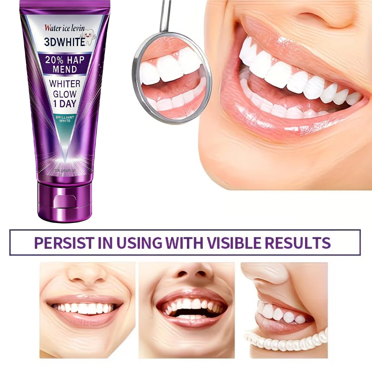 20% HAP 3D Whitening Toothpaste – Stain Removal & Enamel Care
