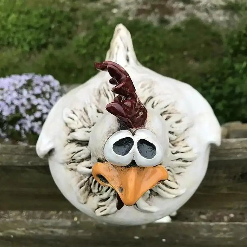 Funny Chicken Fence Decoration – Resin Rooster Garden Ornament
