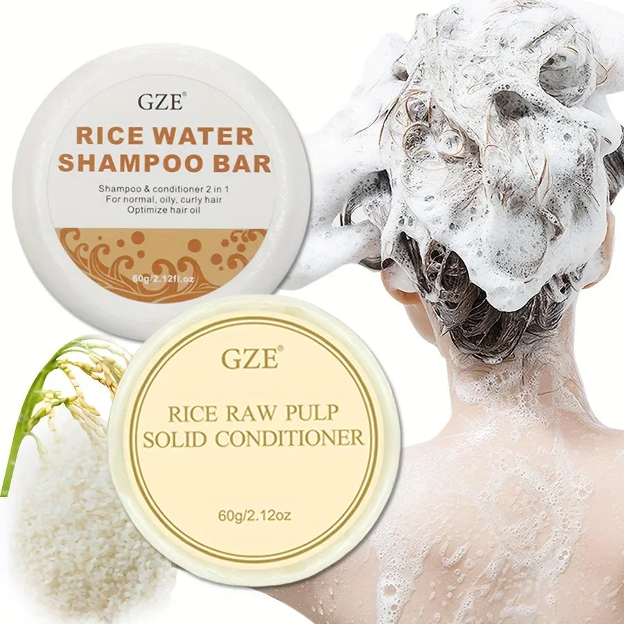 GZE Rice Water Shampoo Bar & Solid Conditioner | All Hair