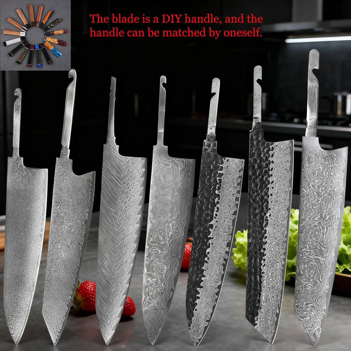 Damascus Steel Blank Blade – DIY Cleaver Knife Making Tool