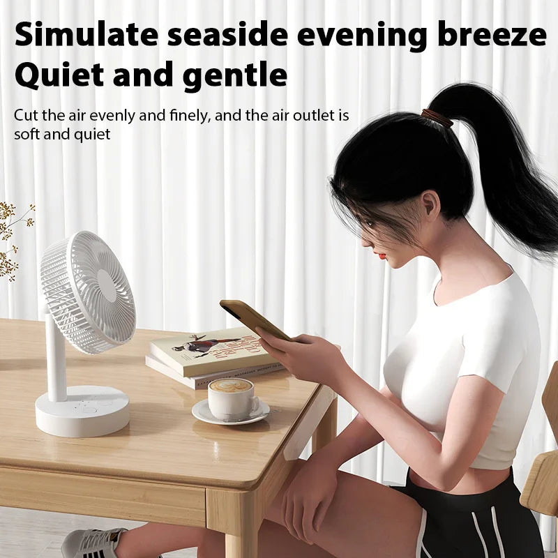 6-Inch Rechargeable Desktop Fan – 4-Speed USB Oscillating Fan