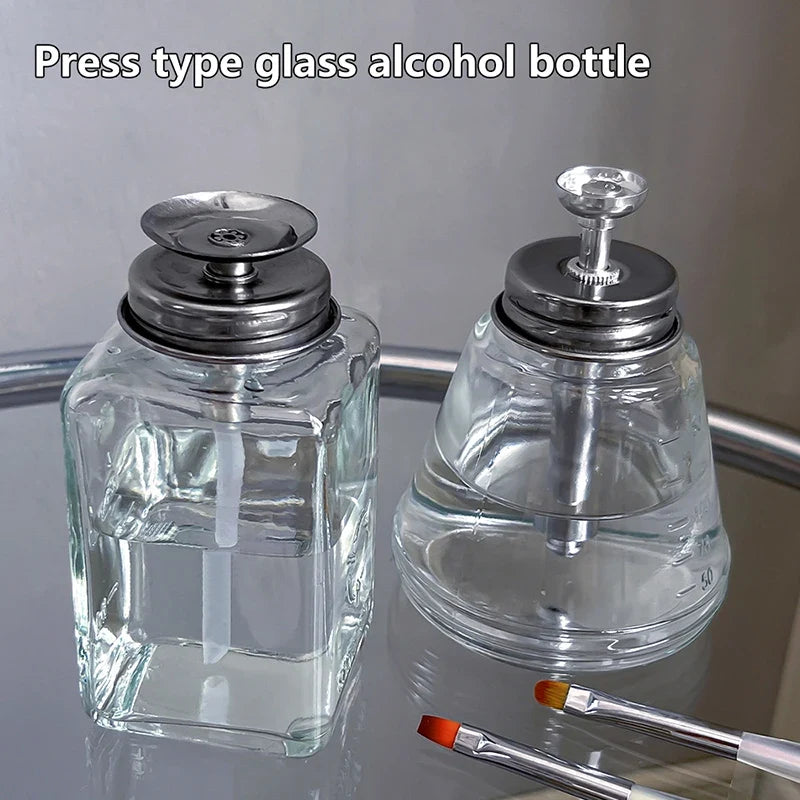 180ml Glass Push-Down Pump Dispenser | Refillable Nail Remover Bottle