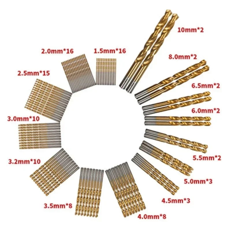 99-Piece HSS Metric Drill Bit Set – Metal, Wood & Plastic