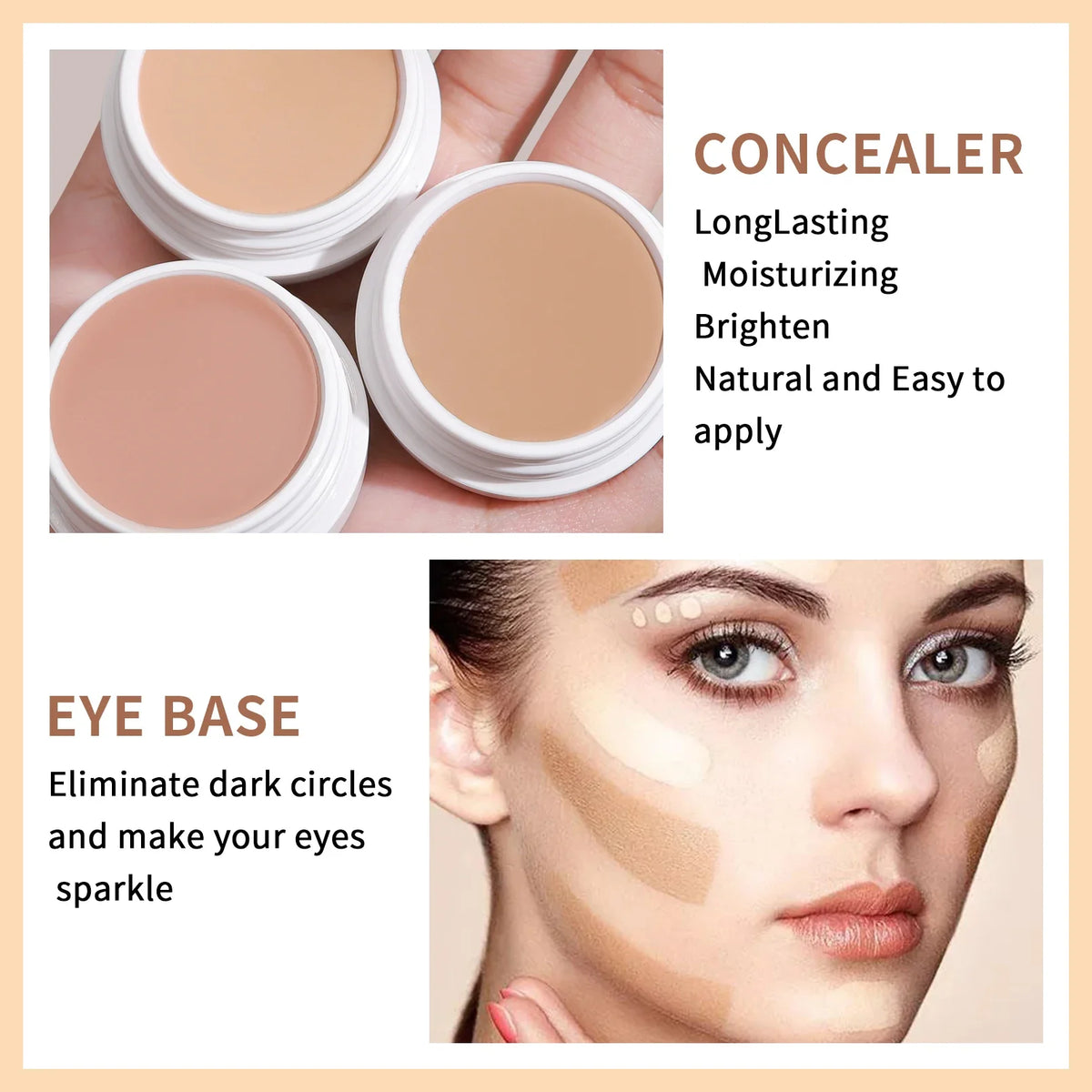 QIC Full Coverage Waterproof Concealer Cream – All Skin Types