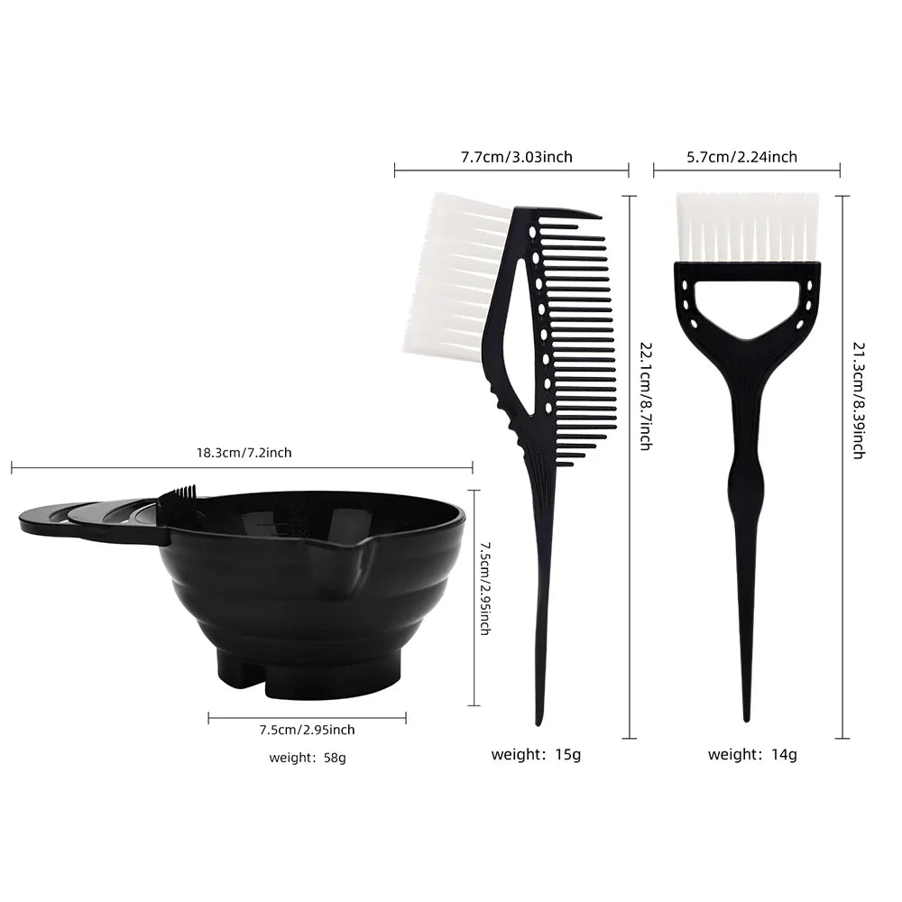 3-Piece Hair Dye Tool Set – Mixing Bowl, Brush & Comb