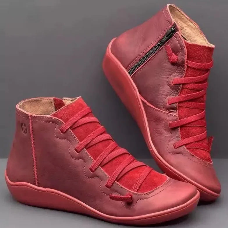 Women's Vintage Lace-Up Ankle Boots | Non-Slip Platform