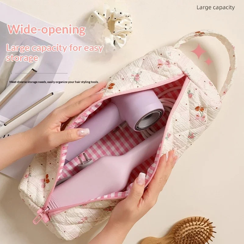 Travel Hair Dryer Storage Bag Handle Dustproof Curler Large Capacity