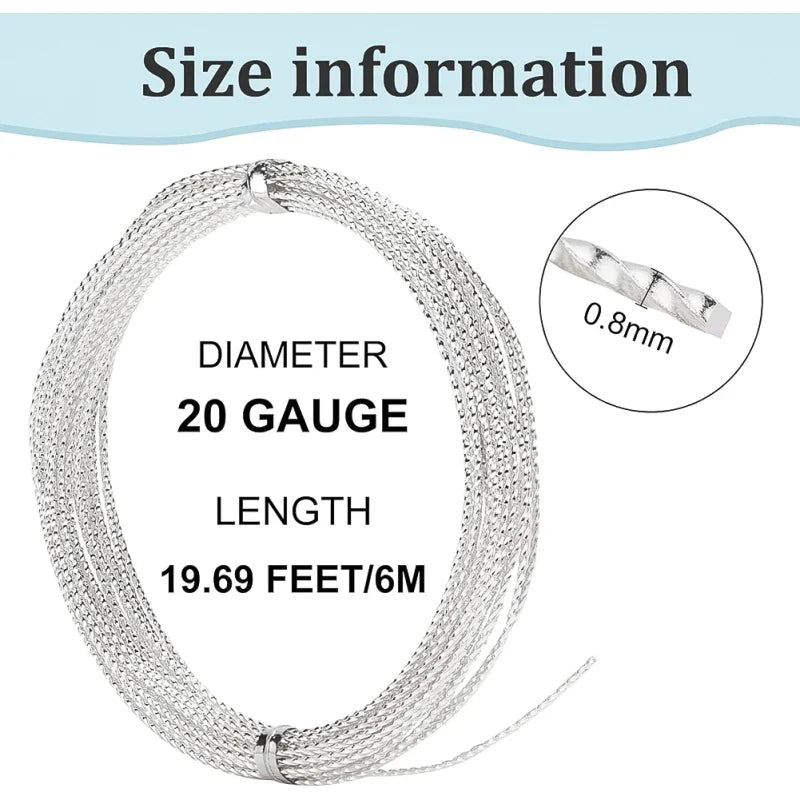 20 Gauge Silver Brass Twist Wire – 20ft Jewelry Beading Craft