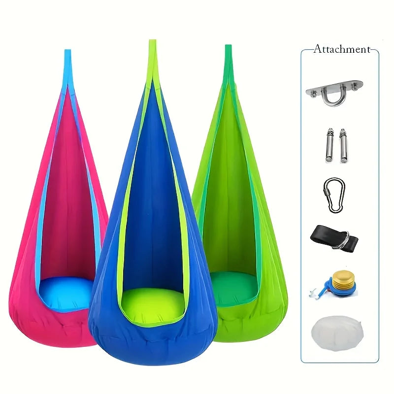 Hanging Hammock Chair with Inflatable Pillow – Indoor & Outdoor