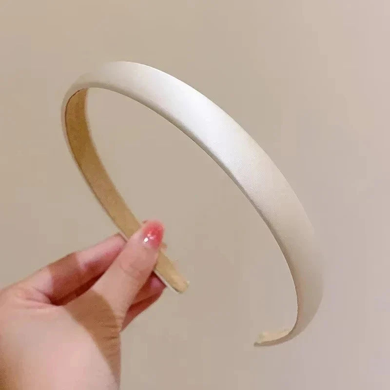 1 Wide Retro Premium Satin Solid Hairbands Headbands Women Vintage