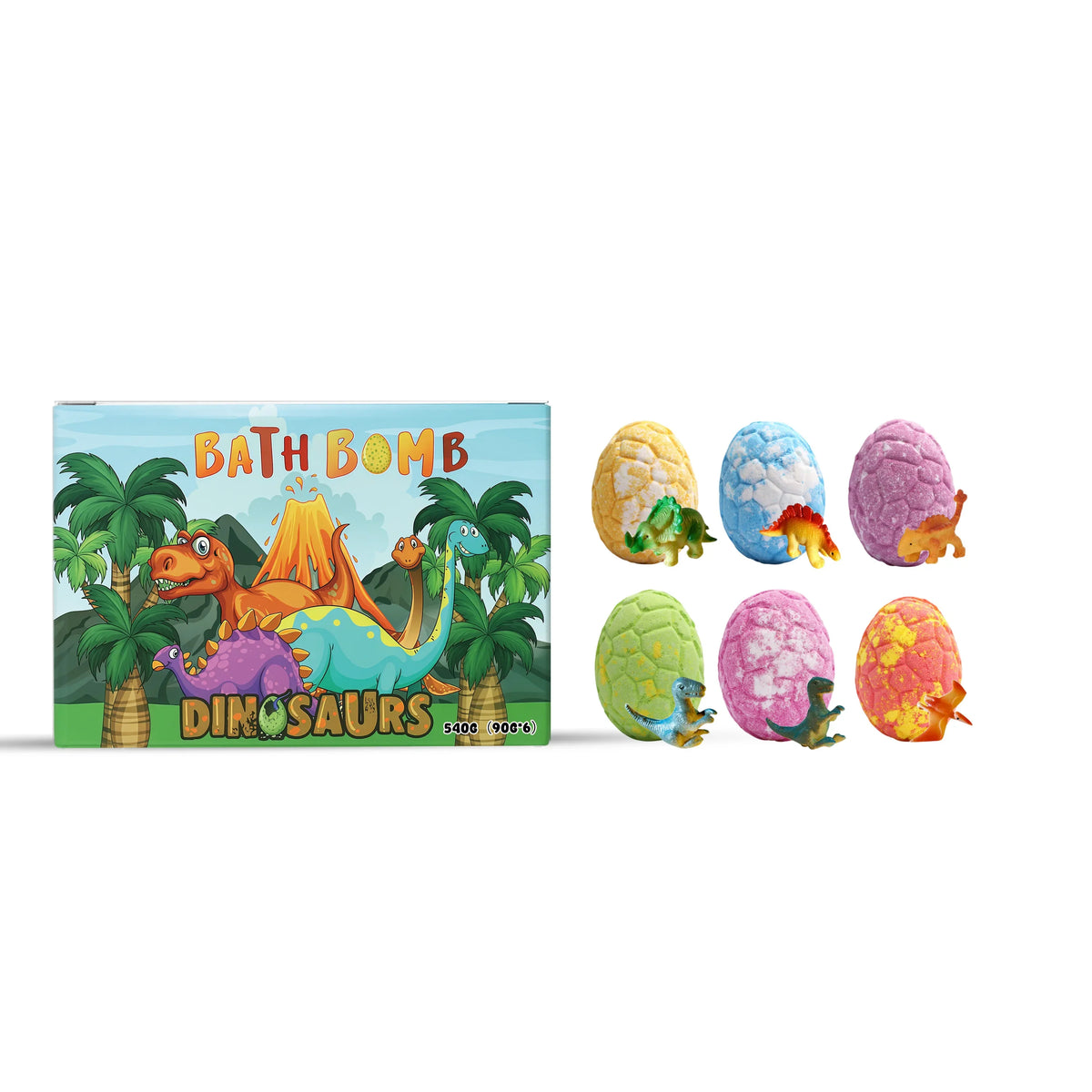 Dinosaur Egg Bath Bombs with Surprise Toys – 6-Pack Kids Gift