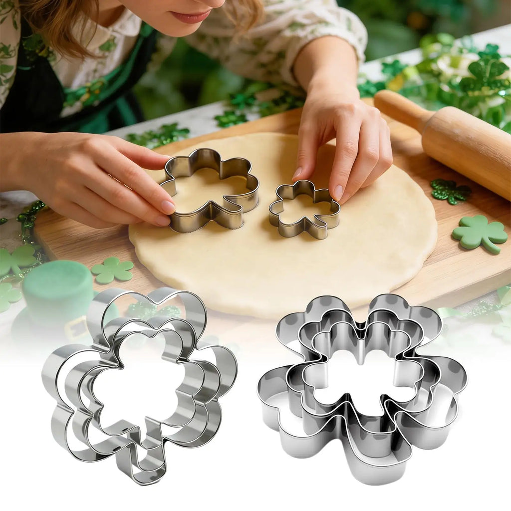 3-Piece St. Patrick's Day Clover Cookie Cutter Set – Stainless Steel