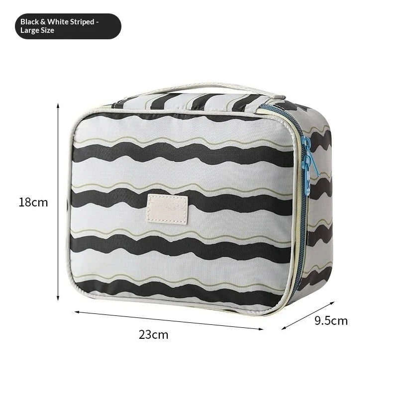 Striped Travel Storage Bag Bathroom Cosmetics Dry Wet Separation Wash
