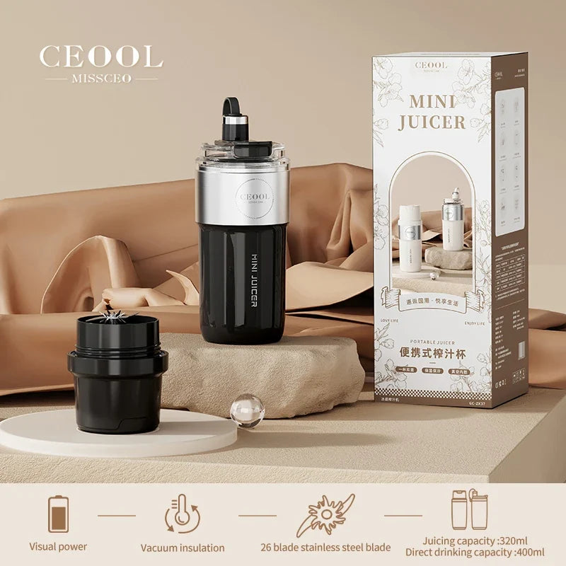 URGGU 350ml Portable Blender – 26-Blade USB Rechargeable
