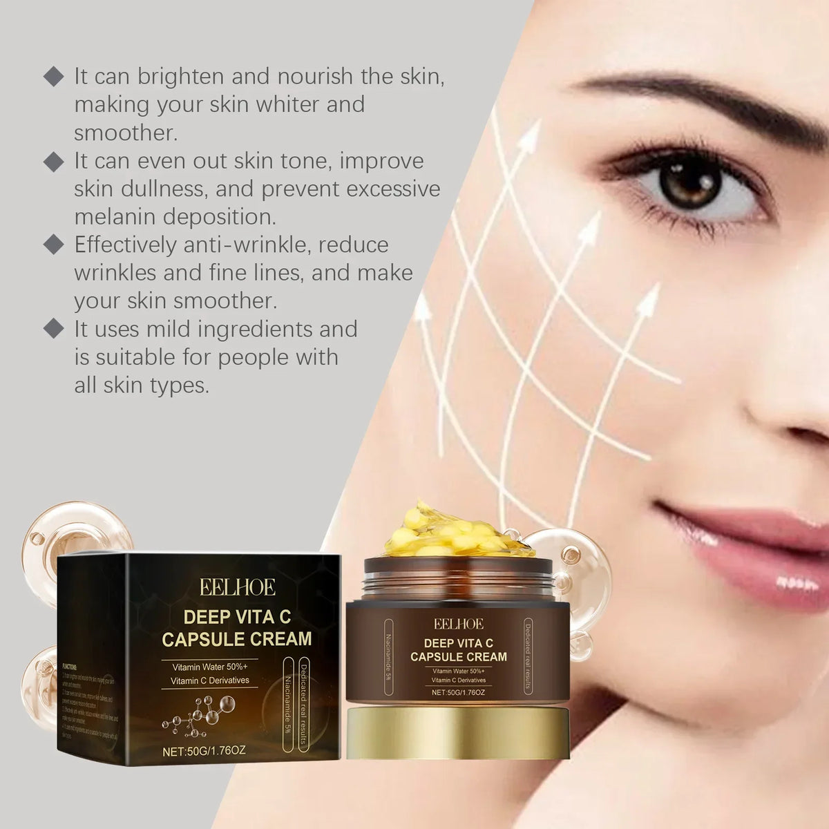 Eelhoe Niacinamide & Vitamin C Cream – Brighten & Fade Dark Spots