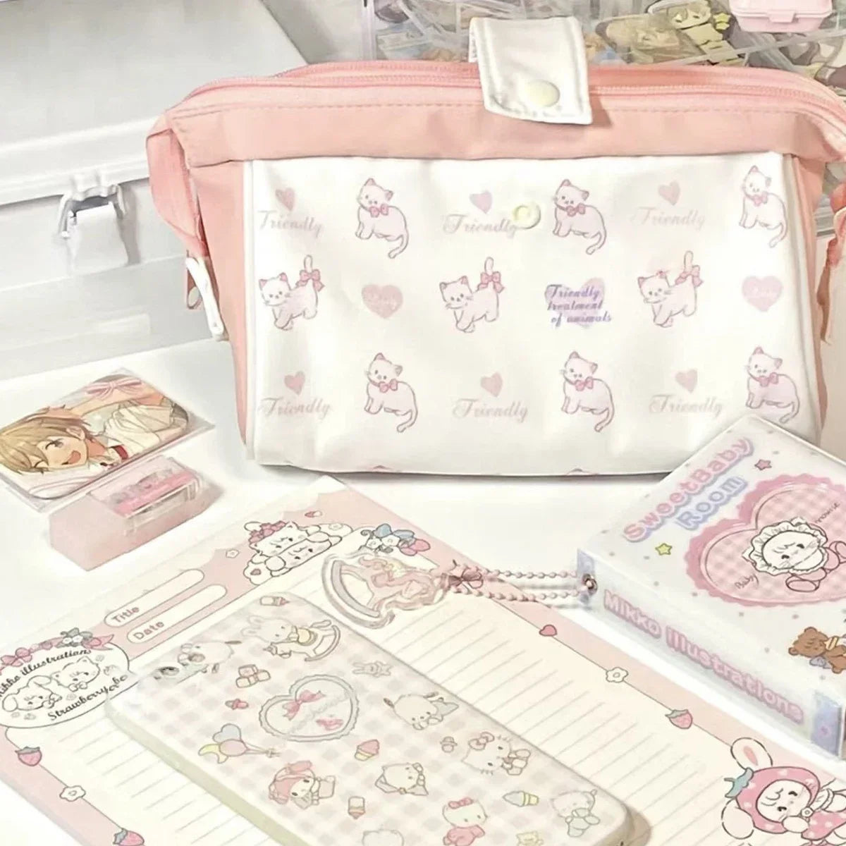 Japanese Dog Pencil Bag – Large Capacity Stationery Pouch