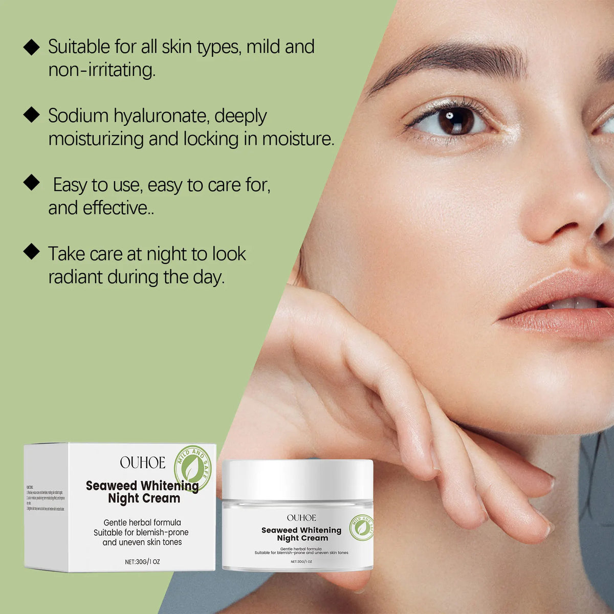 Ouhoe Seaweed Night Cream – Brightening & Hydration 30g