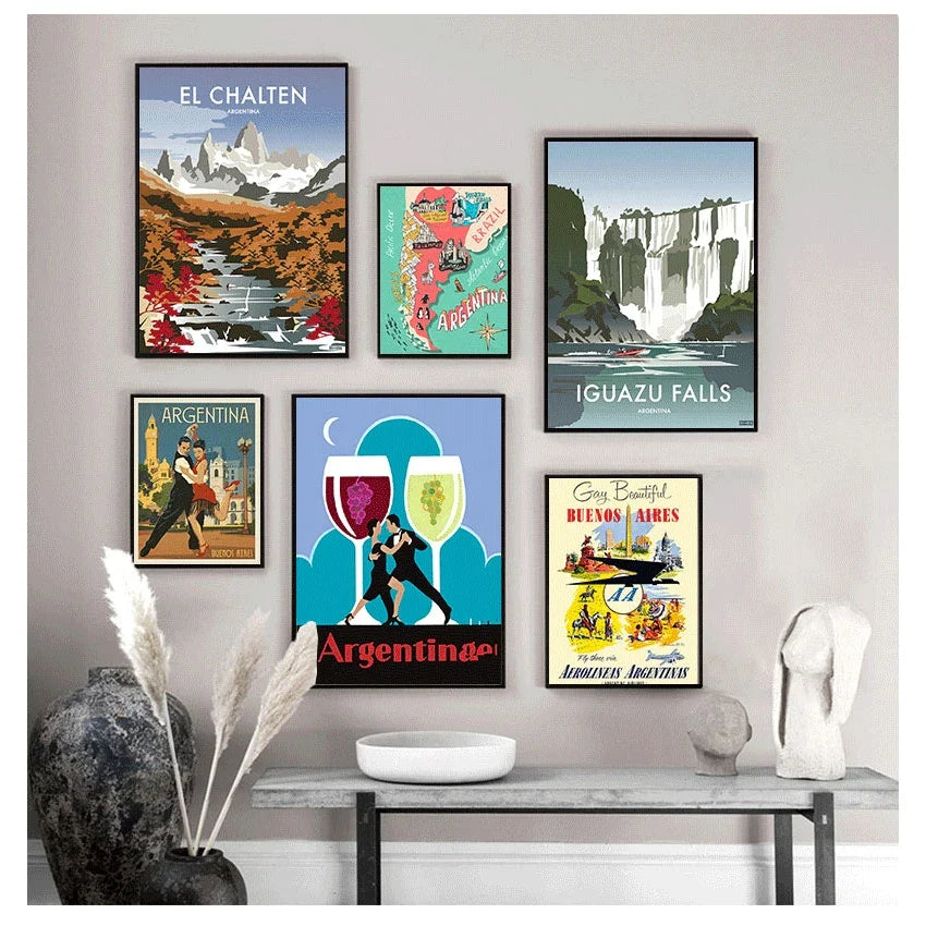 Argentina Vintage Travel Canvas Poster | Retro Wall Art