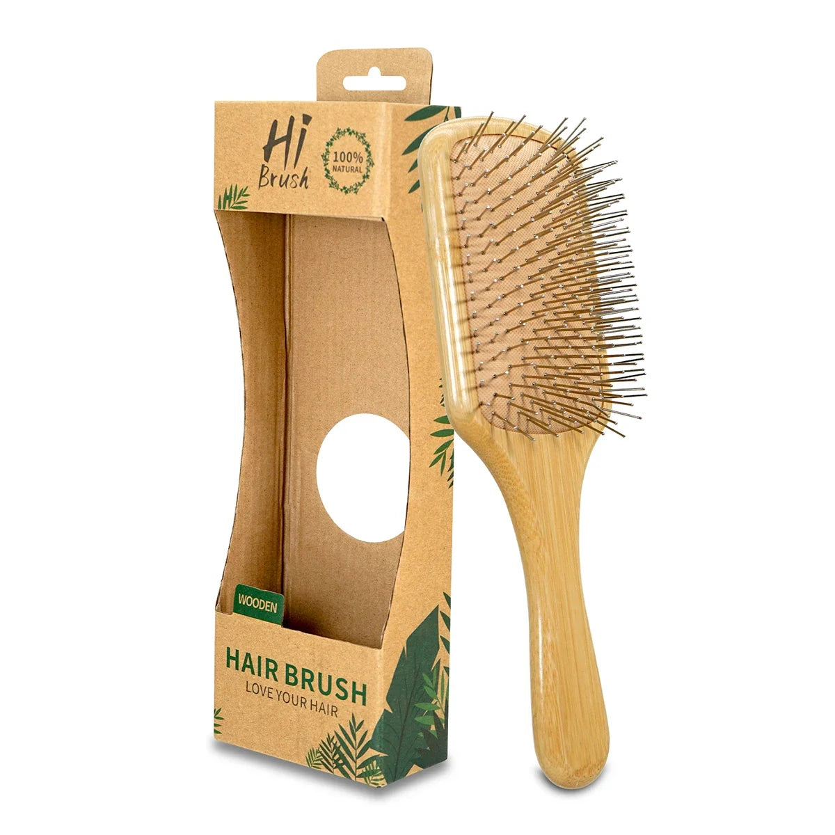 Bamboo Hair Brush – Steel Needle Detangling & Scalp Massage