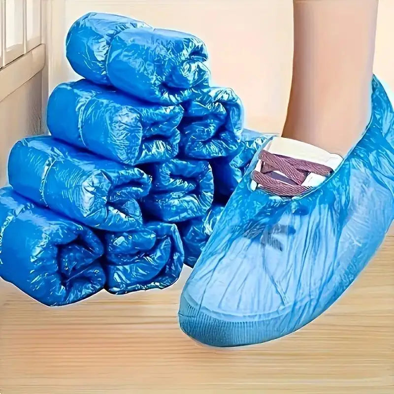 100 PCS Disposable Anti-Slip Shoe Covers – Heavy-Duty PE