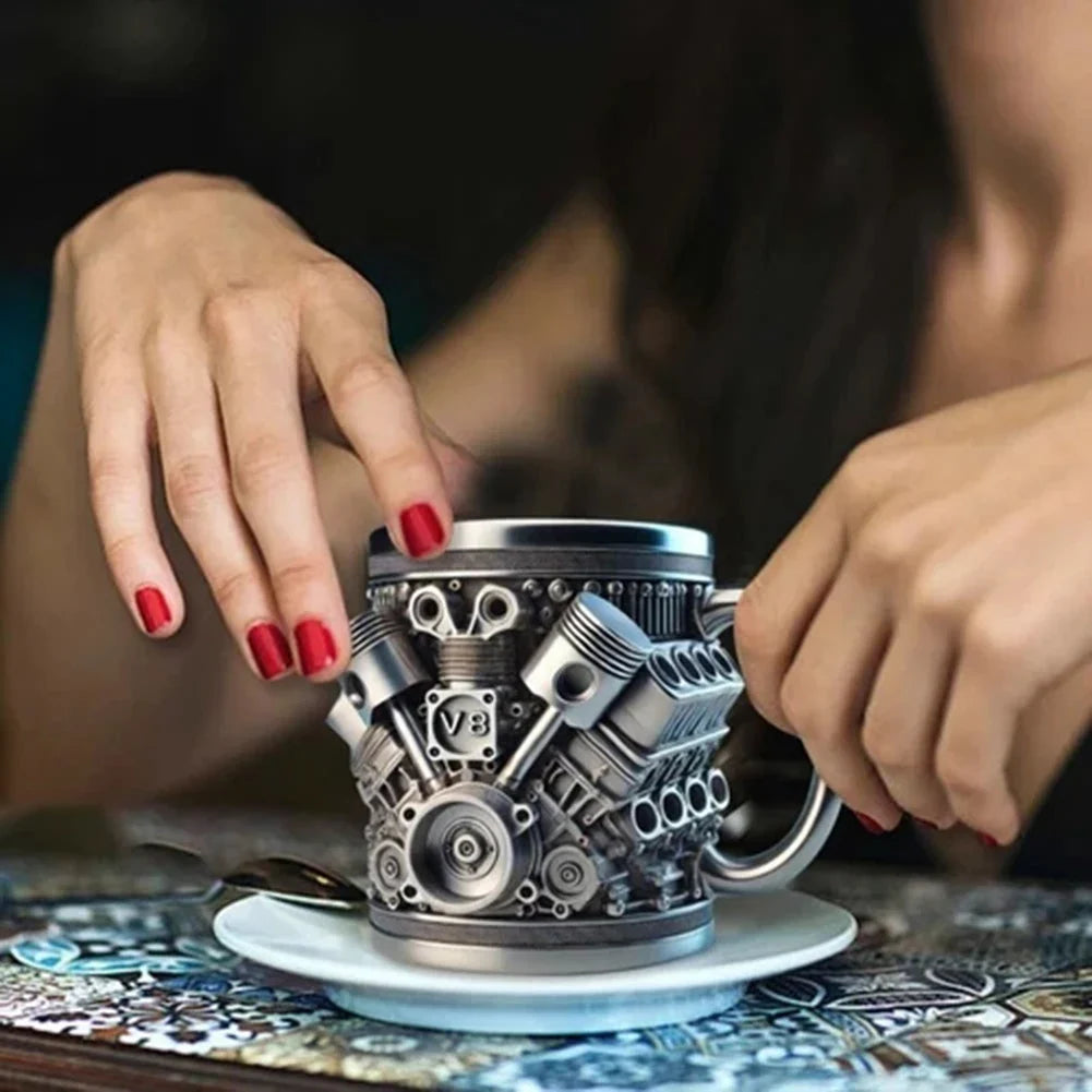 V8 Engine Stainless Steel Insulated Coffee Mug | Car Lover Gift