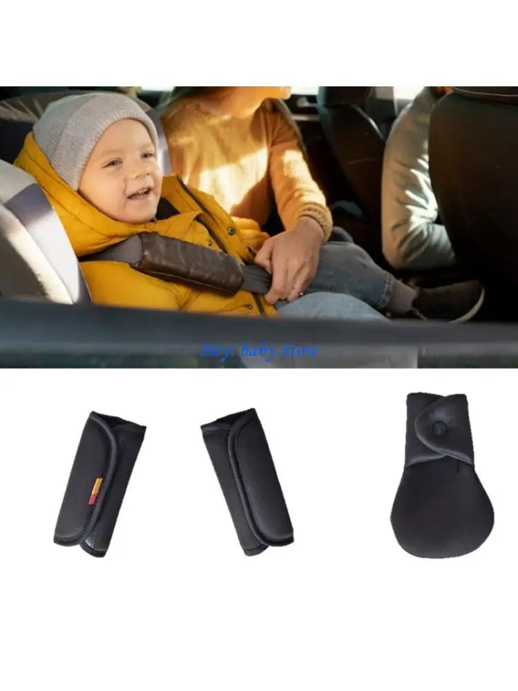3-Piece Baby Car Seat Belt Cover Set | Padded Shoulder Comfort