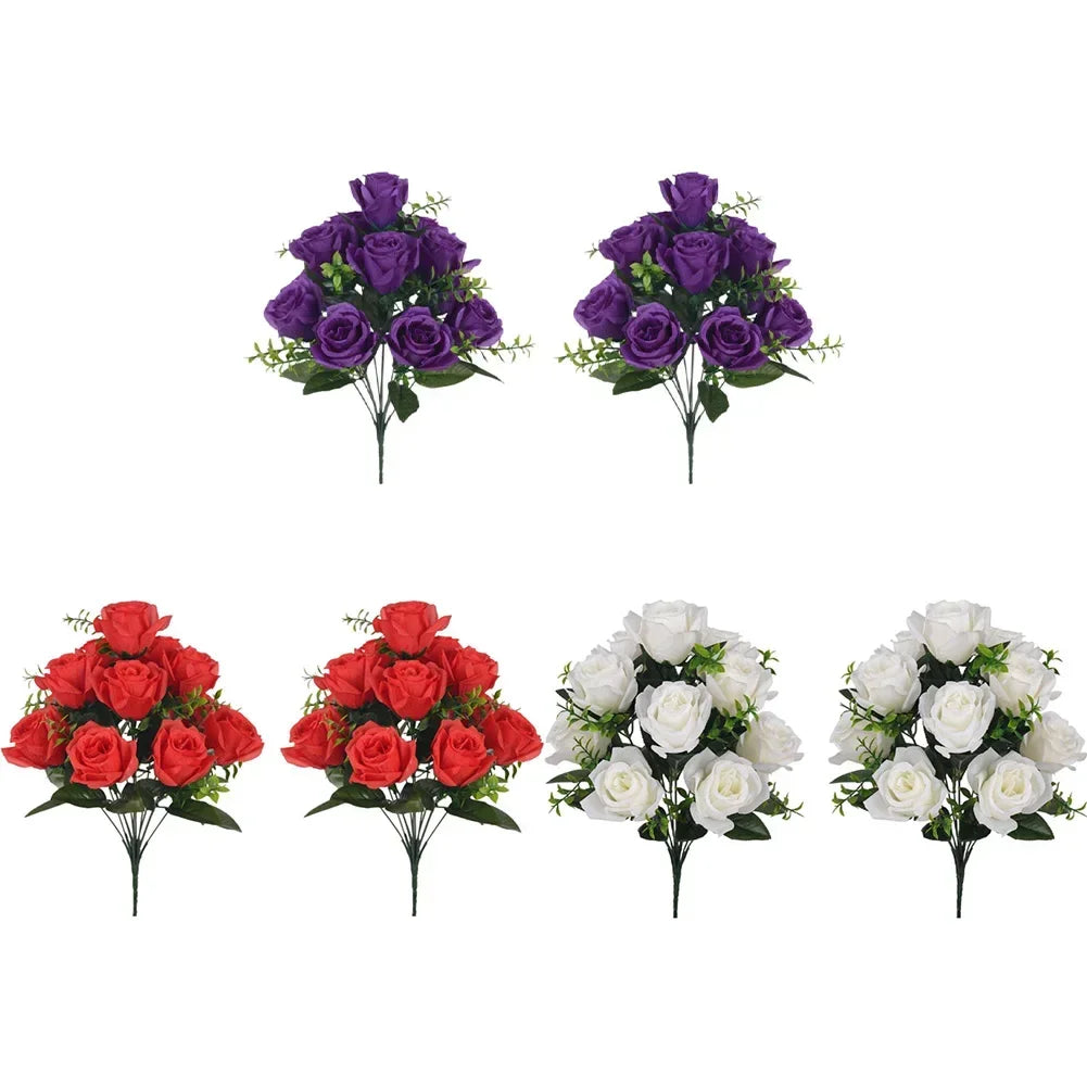 2Pcs 42cm Silk Artificial Rose Bouquet – Wedding & Home Decor