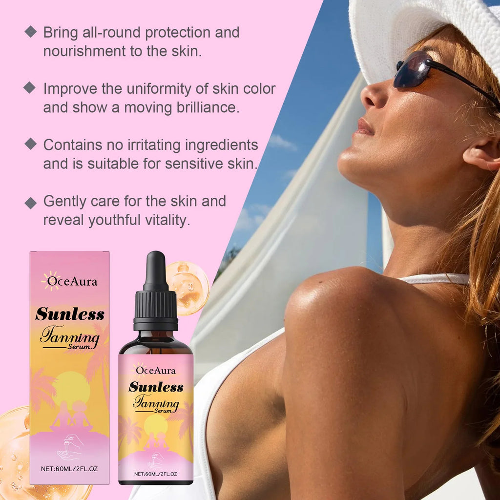 OceAura Sunless Tanning Drops – Natural Self Tanner Serum 60ml