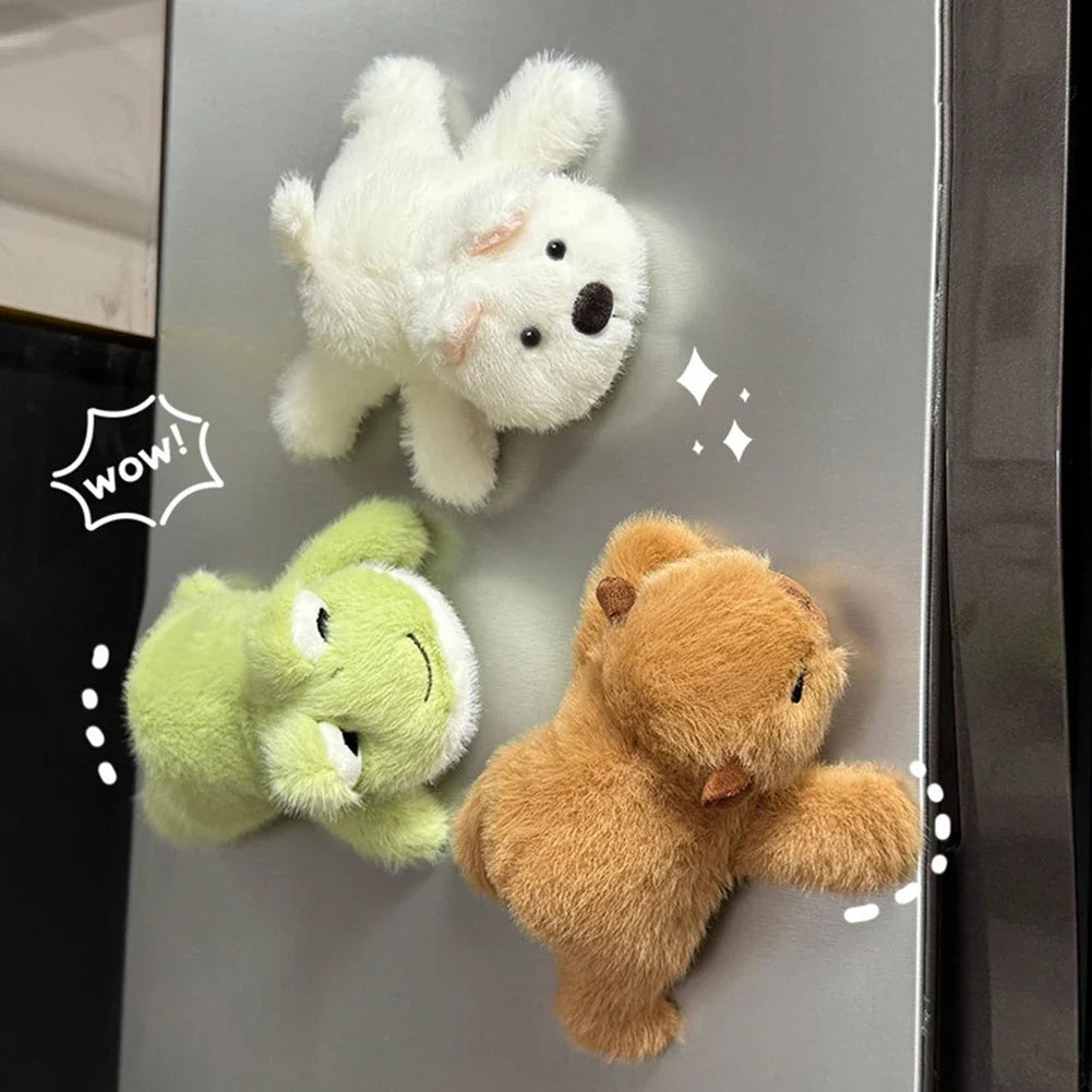 Plush Animal Fridge Magnets – Cute Cartoon Magnetic Decor