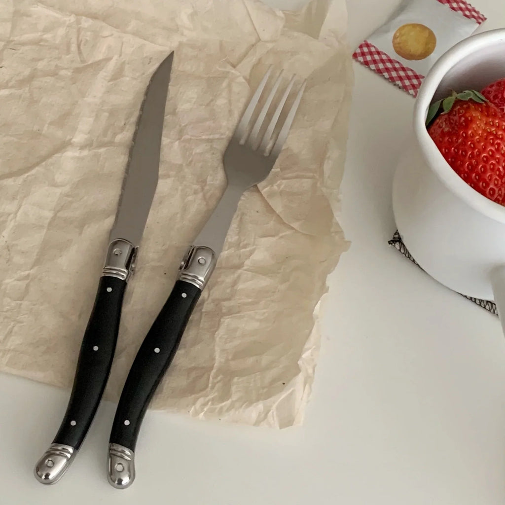 Serrated Steak Knife & Fork Set – 4/6/8 Pc Laguiole Cutlery
