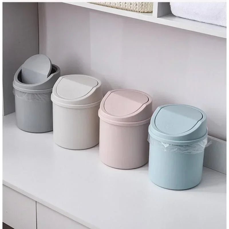 Mini Desktop Trash Can with Lid | Small Desk Waste Bin